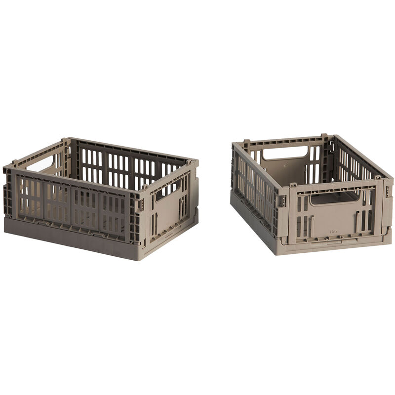 HAY Colour Crate Mini Opbevaringskasse, warm grey, 2 stk.