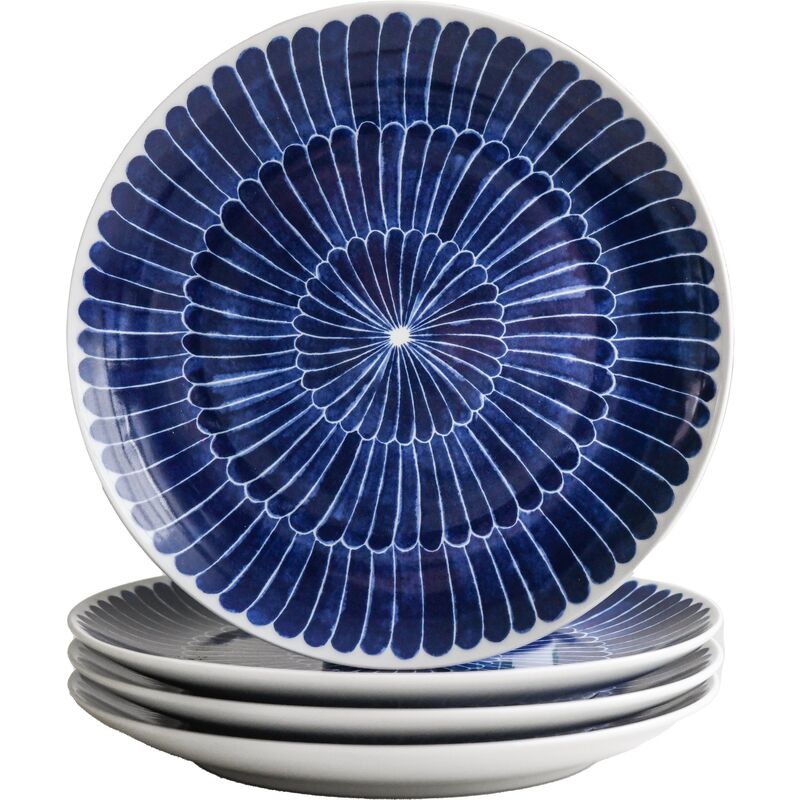 Selma asjett, 21 cm, 4 stk, blå fjær