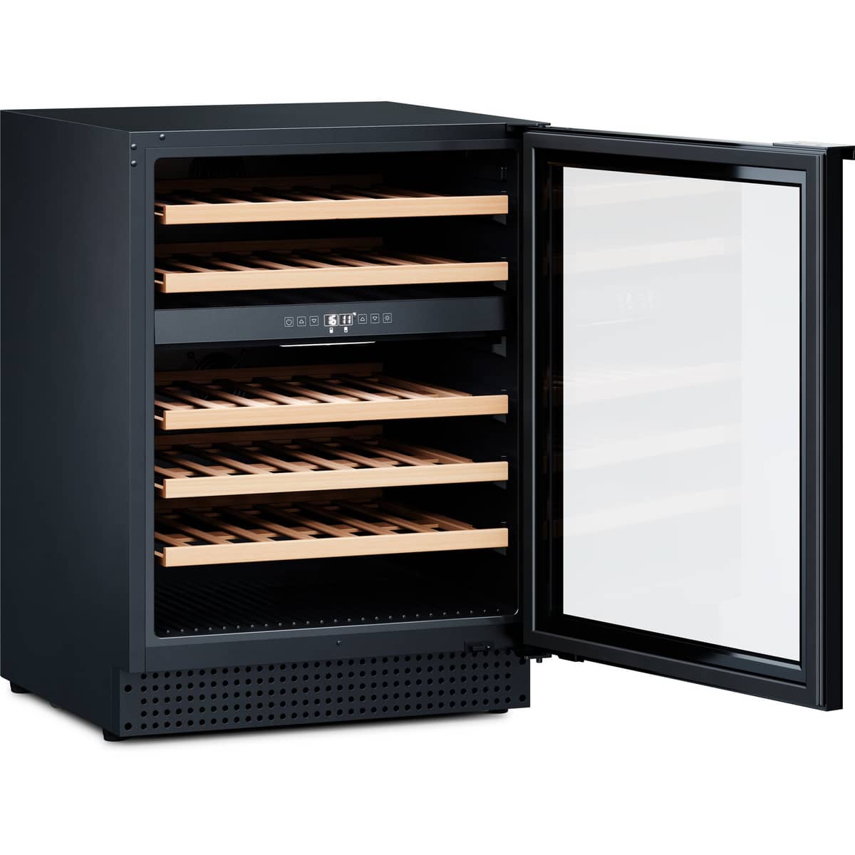 D46B vinkøleskab, 2 temperaturzoner, 46 flasker, sort