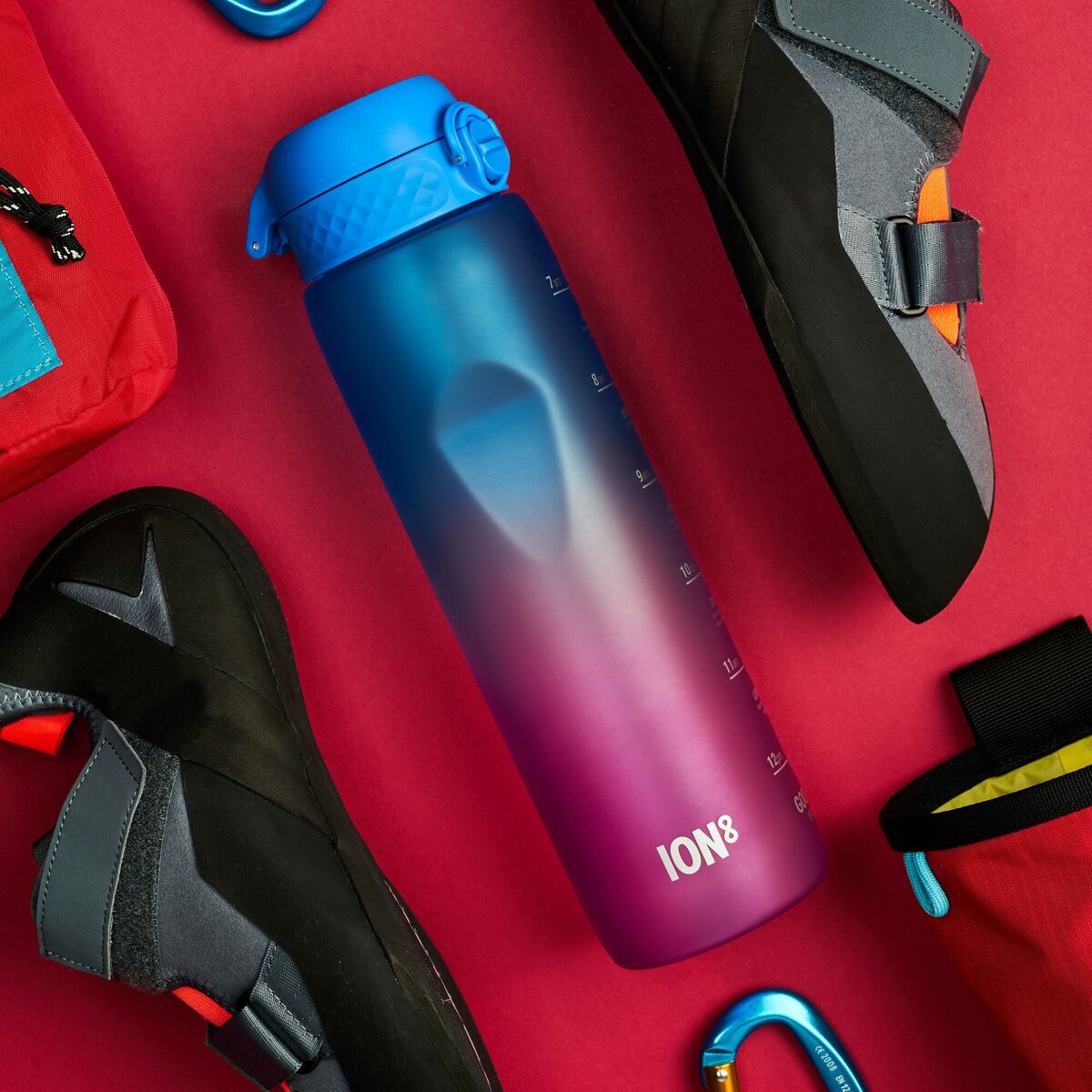 Motivational Vandflaske 1 liter, blue/pink