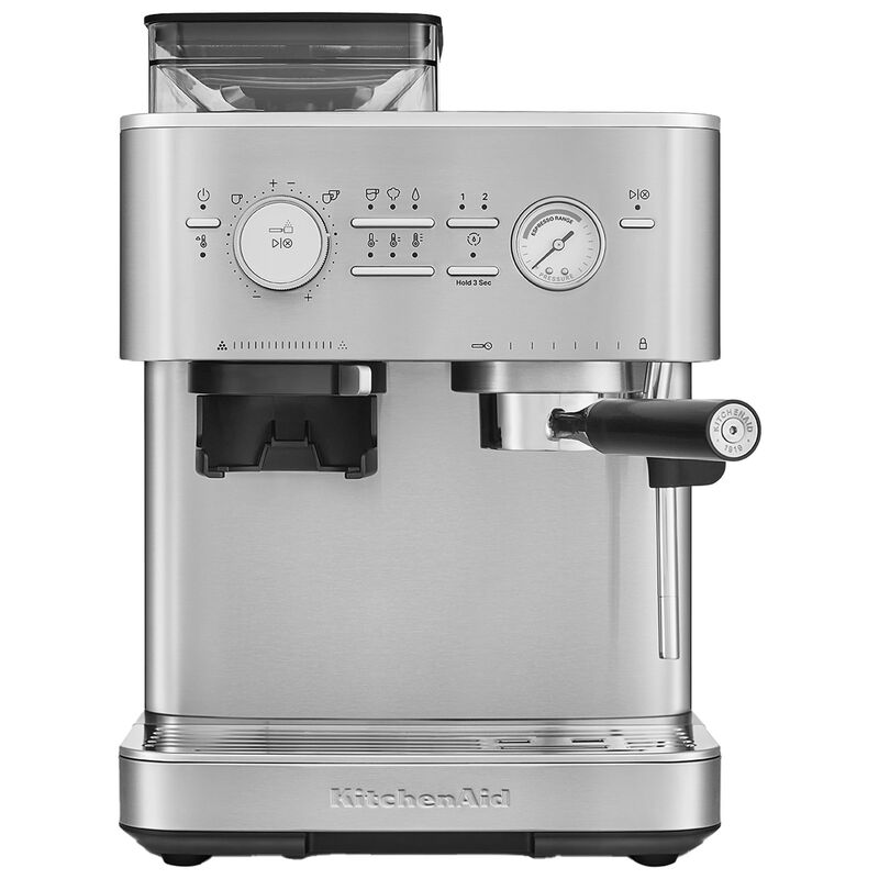 Espressomaskin med kaffekvarn, stainless steel