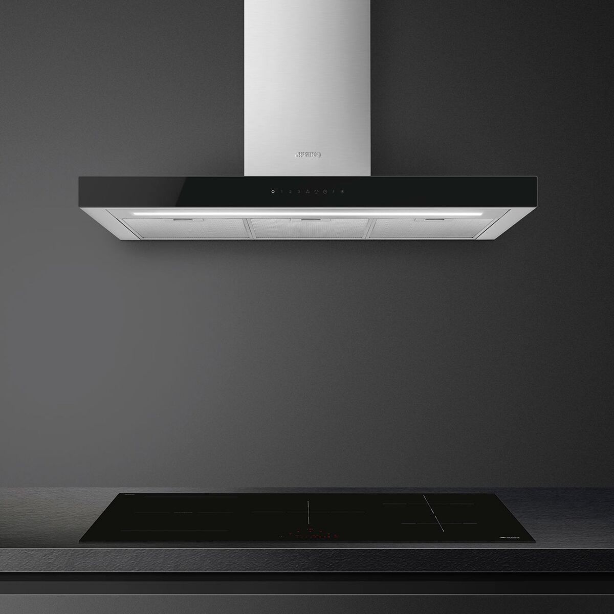 KBT9L4VN vægmonteret emhætte 90 cm, rustfrit stål/glas