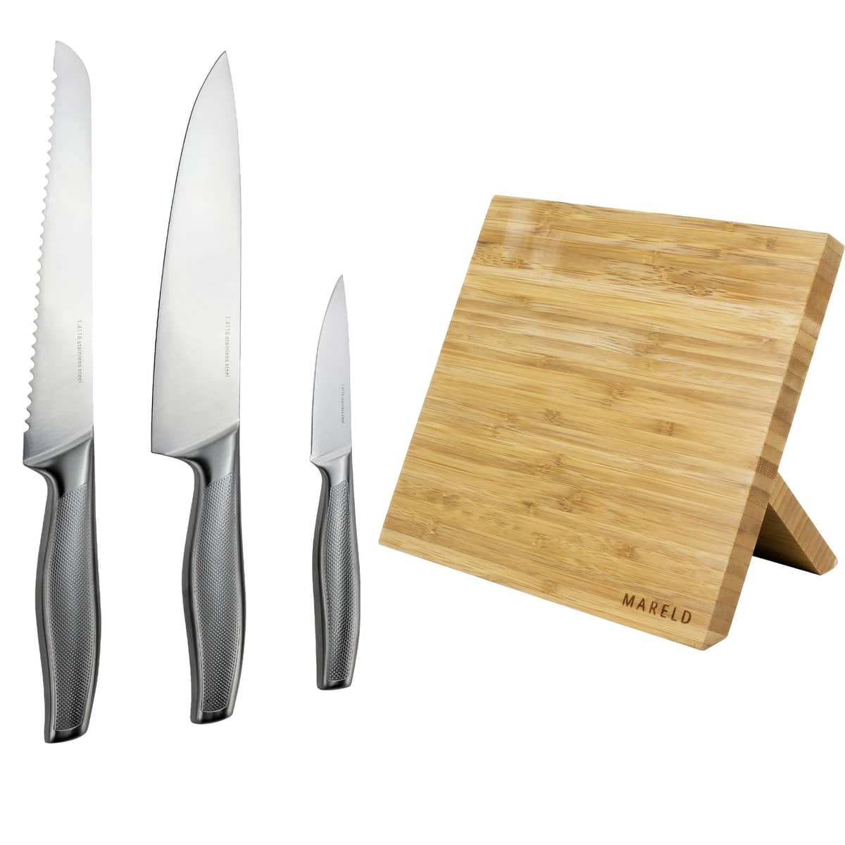 Knivsæt i 3 dele med magnetisk knivblok