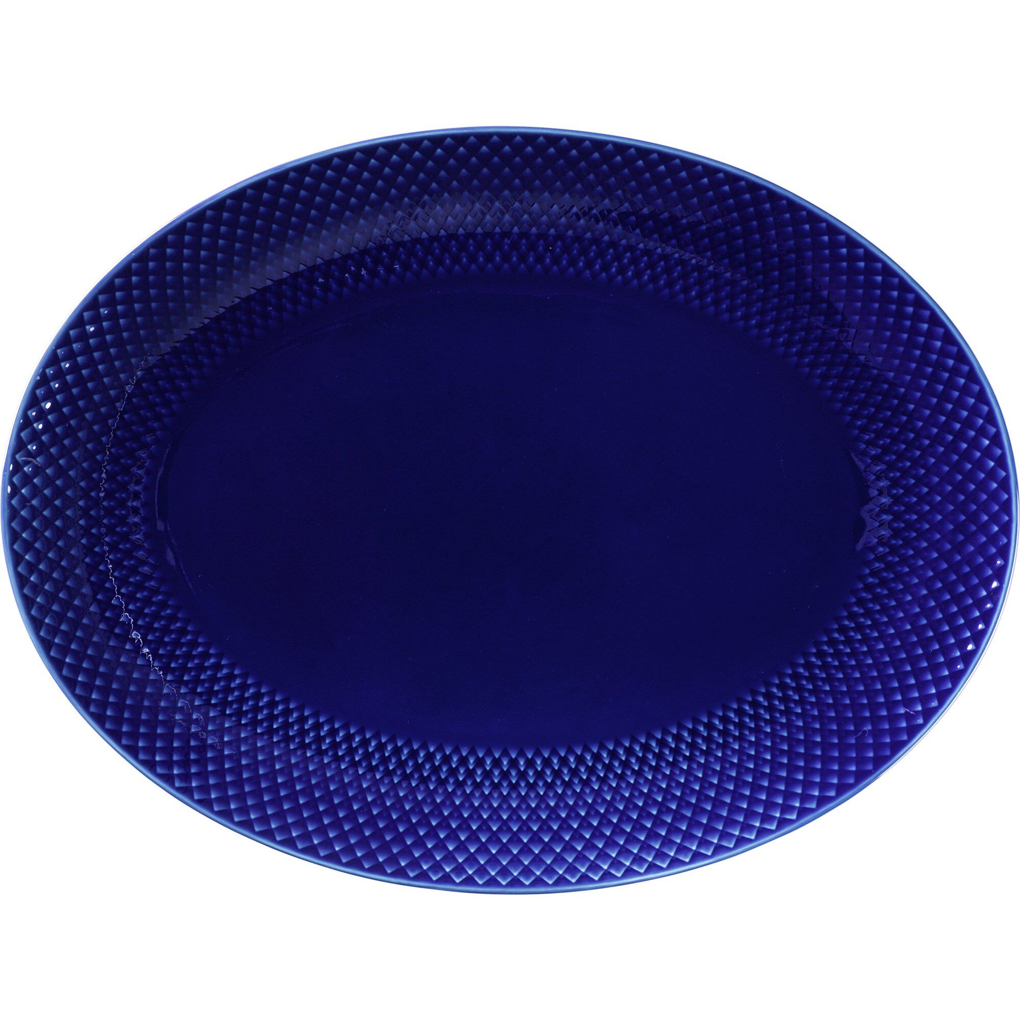 Lyngby Porcelæn - Rhombe Color oval serveringsfat 35x26,5 cm mørk blå