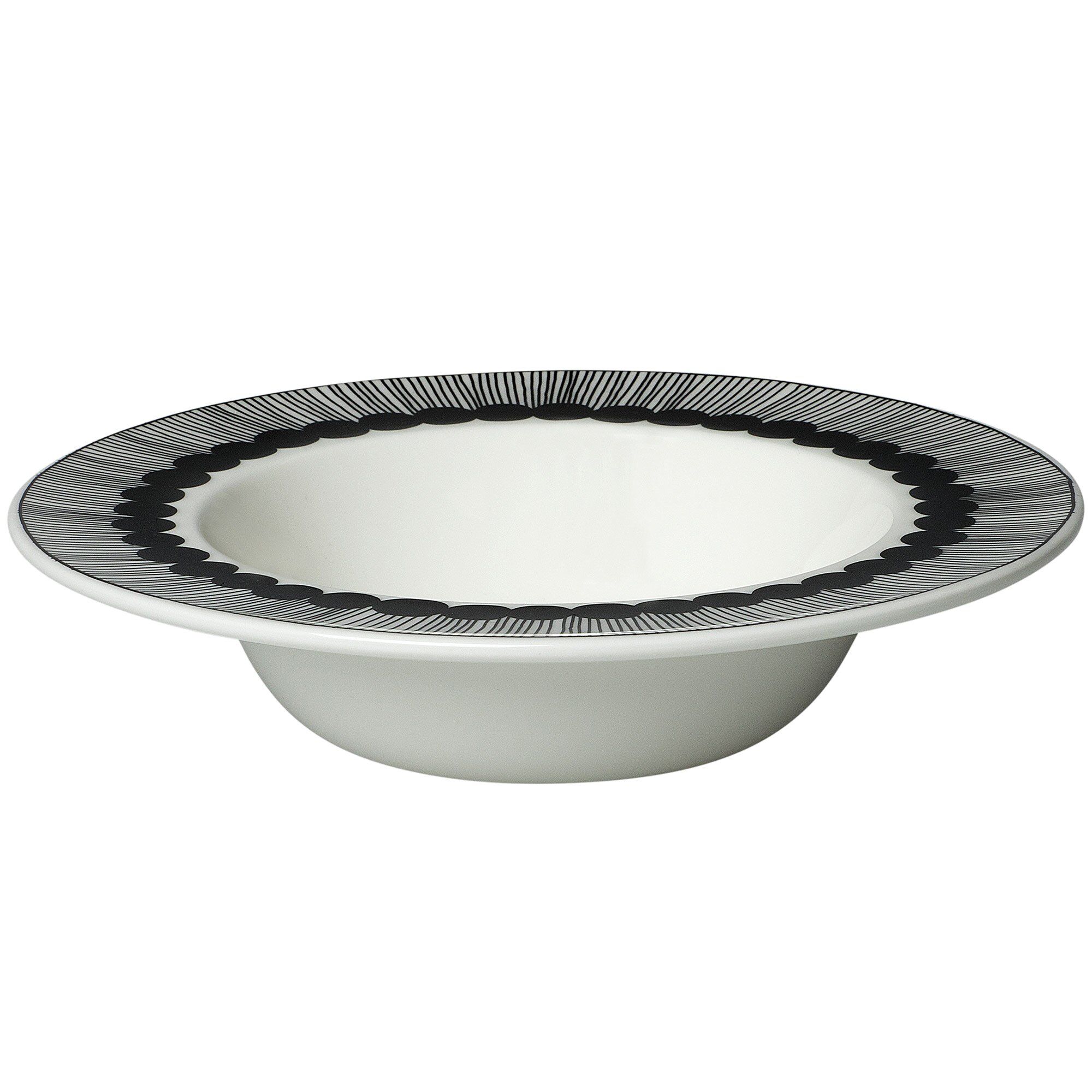 Marimekko Siirtolapuutarha dyp tallerken Ø 20 cm 4-pakk svart svart-hvit