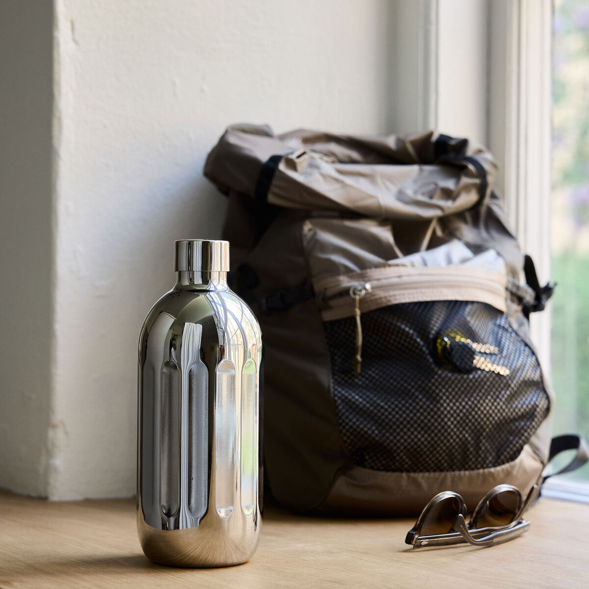 To-Go-pullo Carbonator Pro, large, ruostumaton teräs