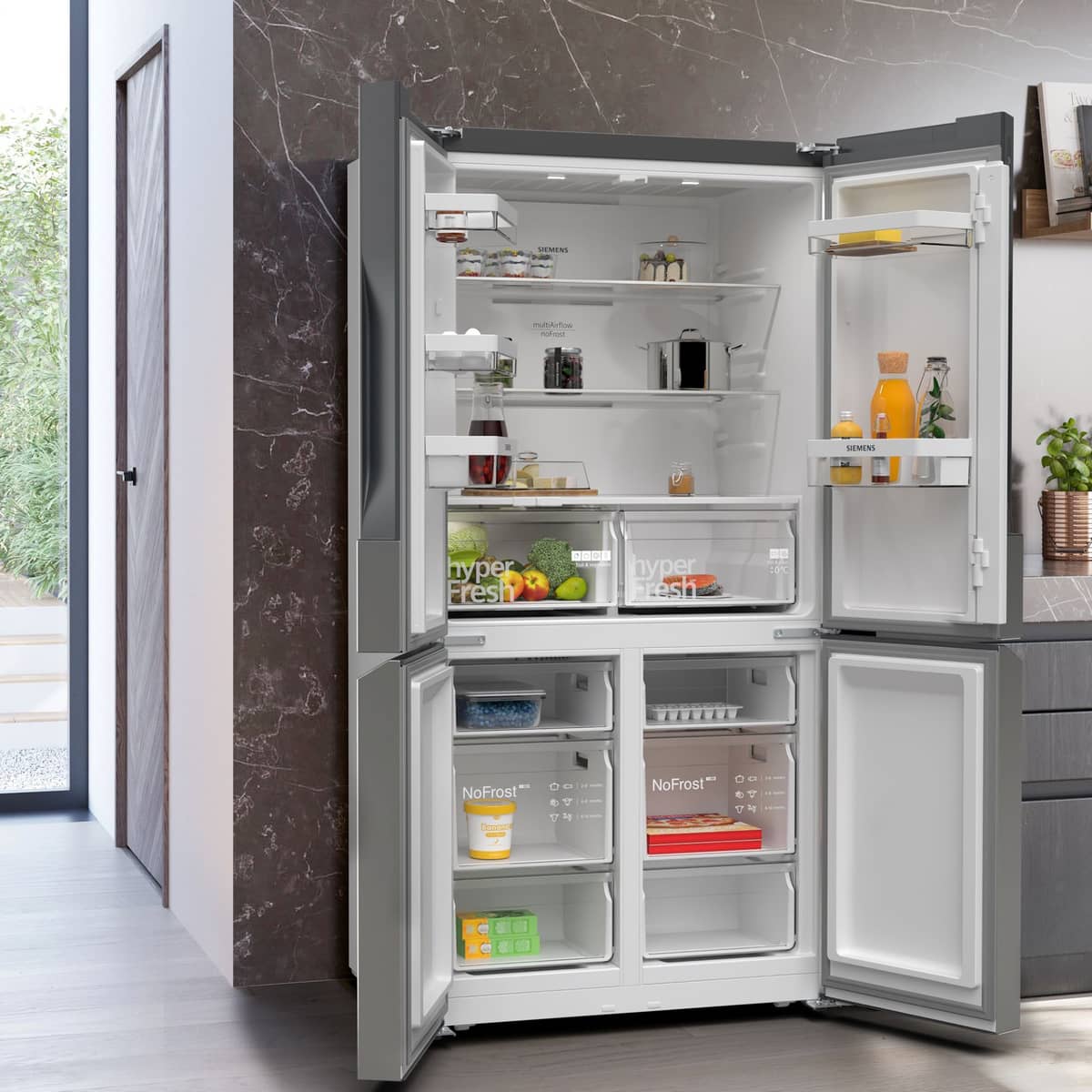 KF96NVPEA iQ300 iQ300 fristående kyl och frys 183x91 cm, borstat stål