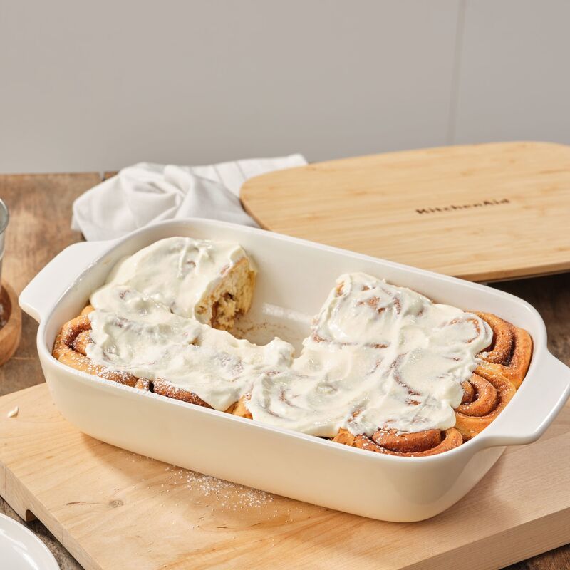 Ovnsform med lokk 39x23,5x7,5 cm, creme