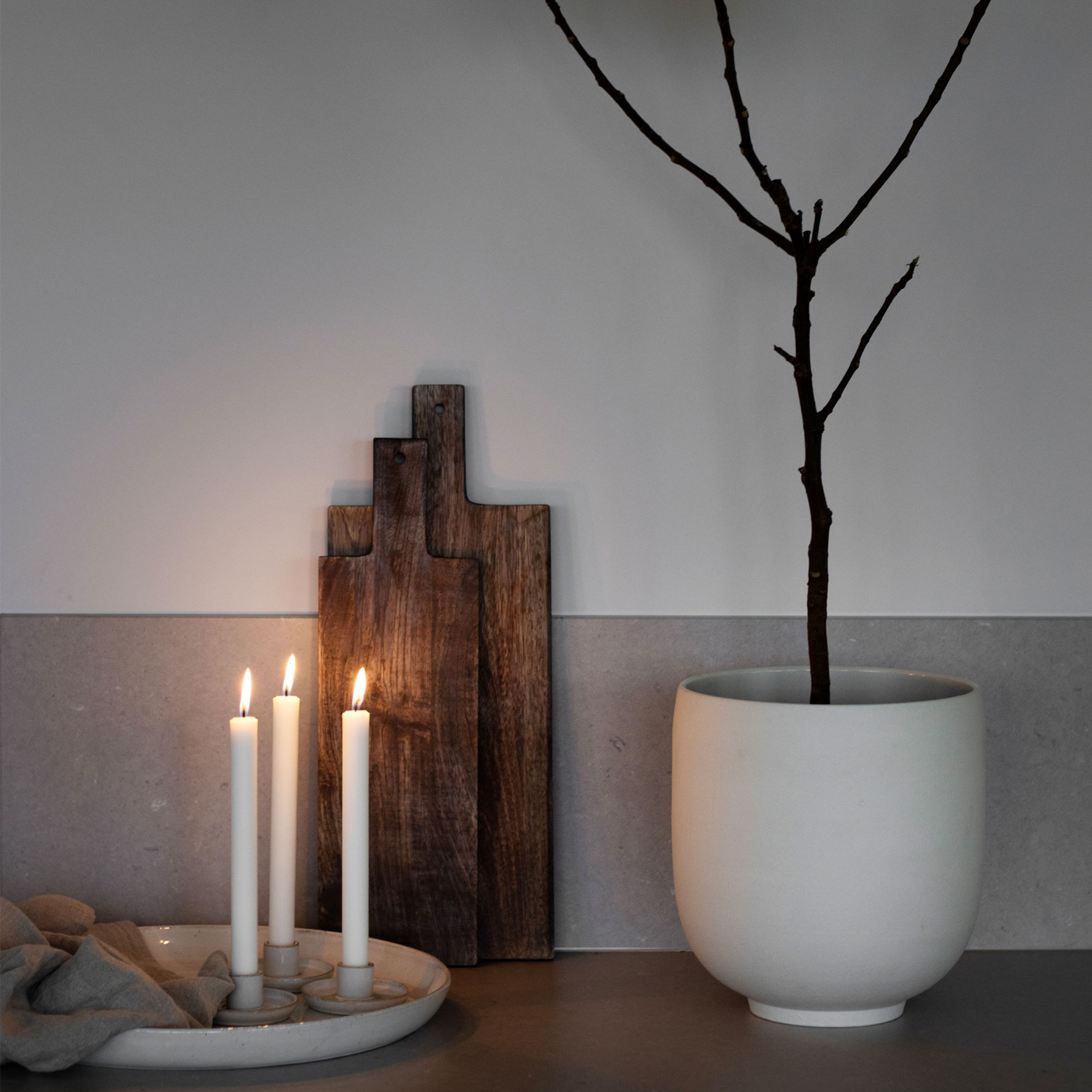 Kruka i stengods 15 cm, naturvit