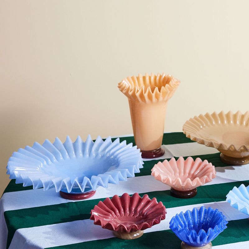 Lori skål 38 cm, lyseblå/vinrød