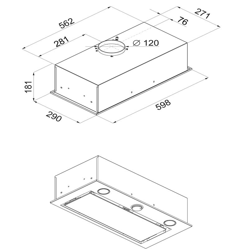 Twister 60 skåpsintegread fläkt, vit