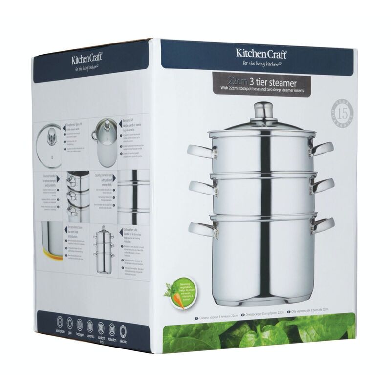 Three Tier Höyrykeitin 22 cm, 3 kerrosta