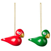 Kay Bojesen julfåglar 2 st, röd/grön