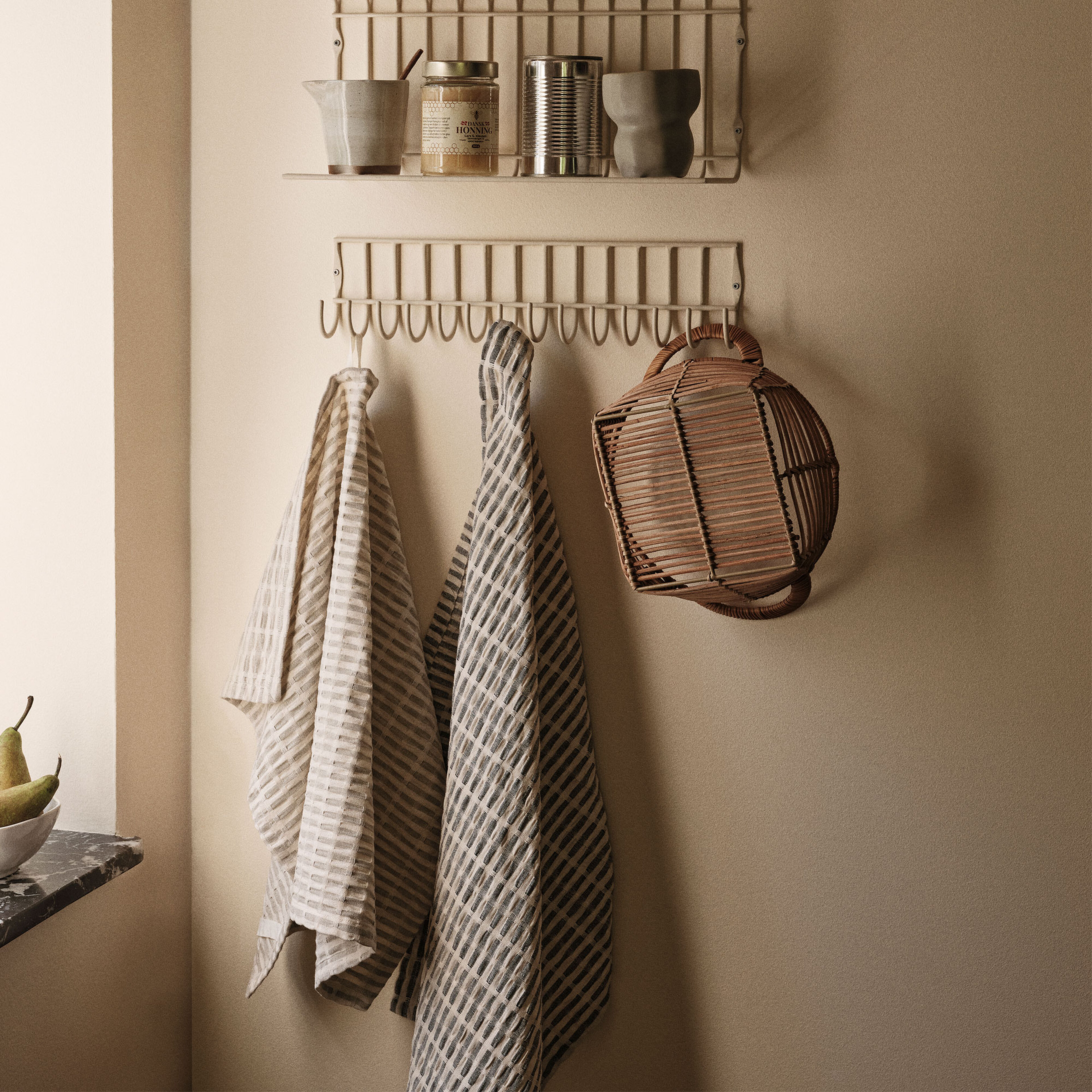 Broste Folke Viskestykke, grå/natur, 2 stk.