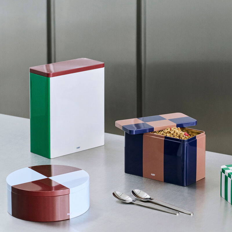 HAY Oppbevaringsboks rund, burgundy/isblå