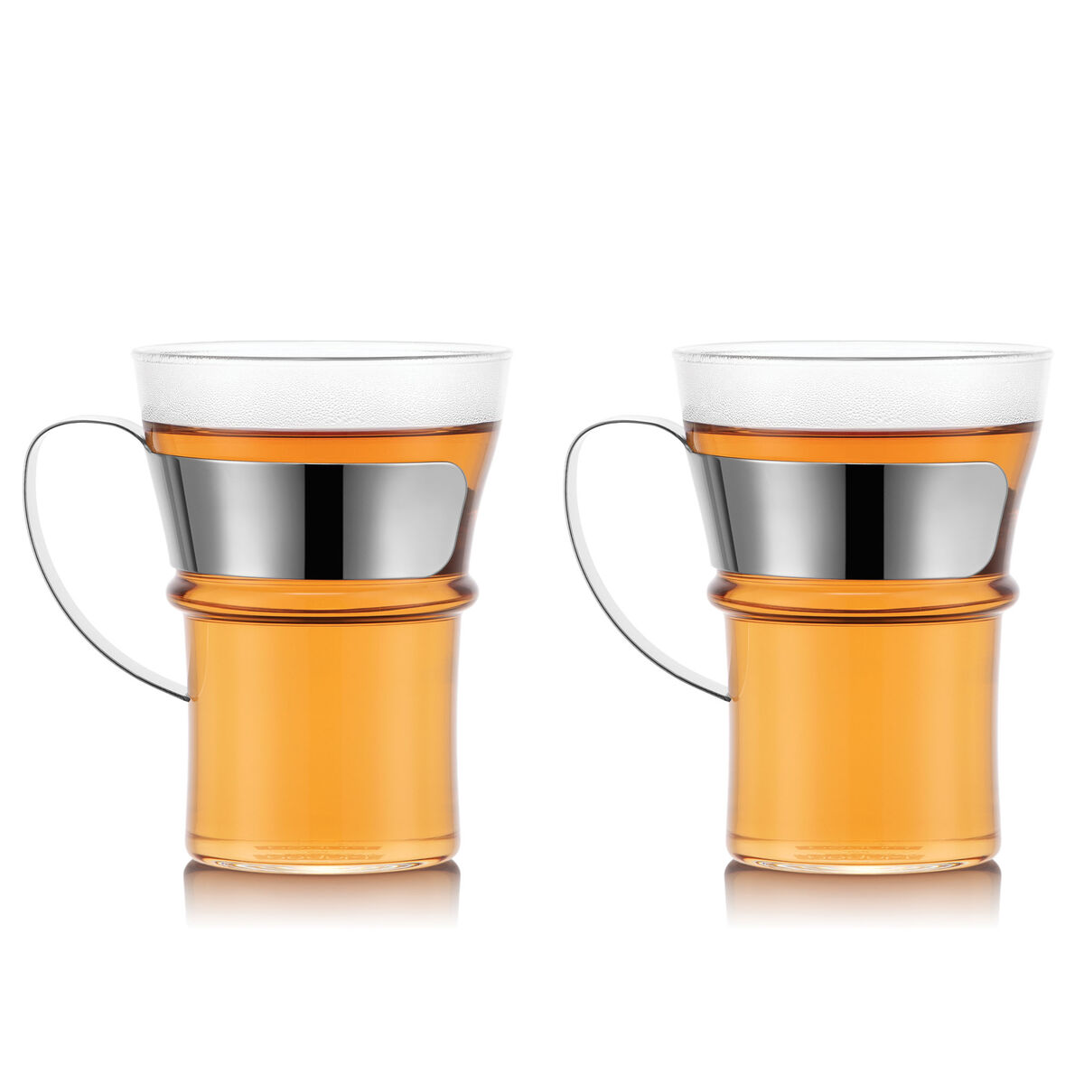 ASSAM Kaffeglas med krom hank, 2 stk. - 0,35 l