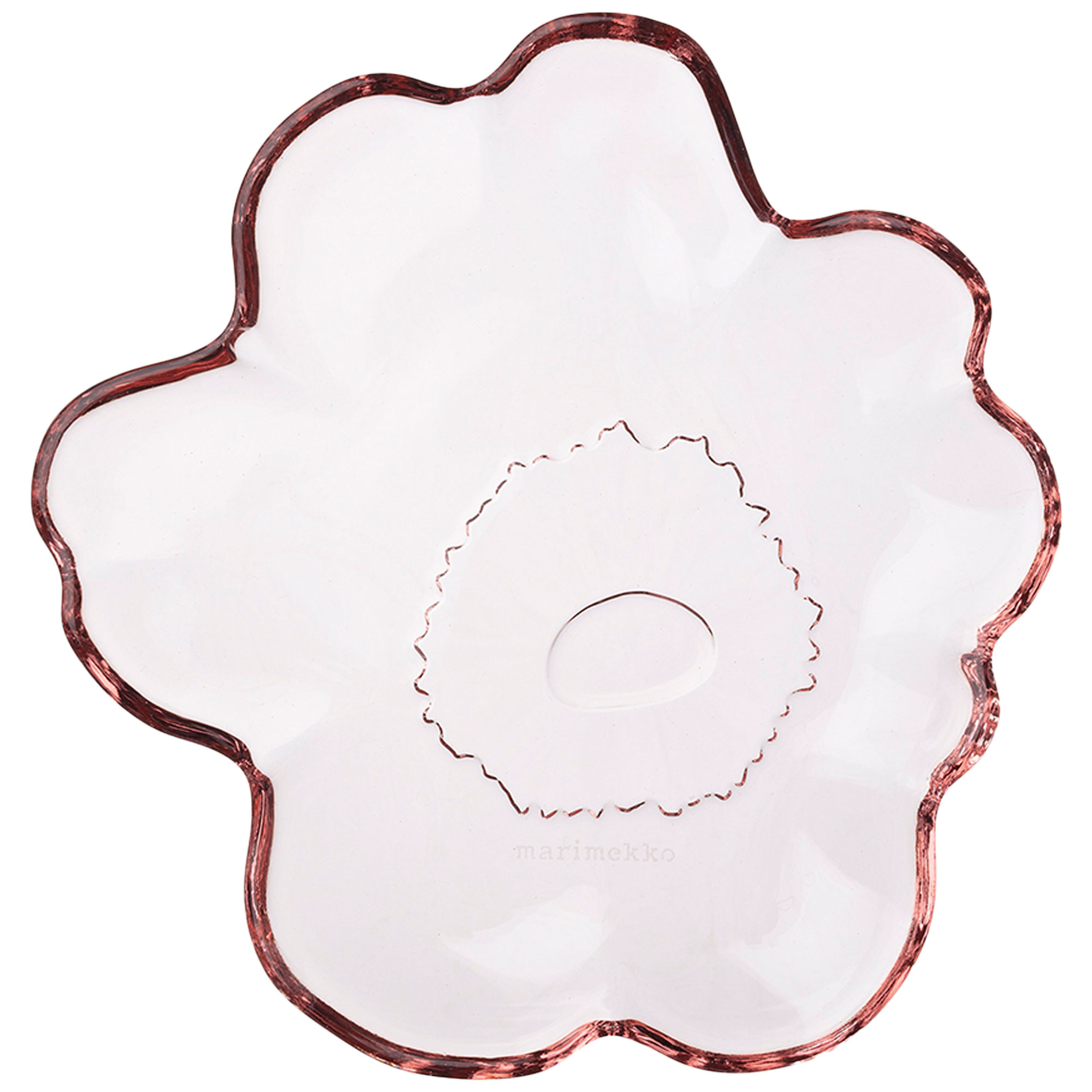 Unikko lautanen 13 cm, vaaleanpunainen lasi