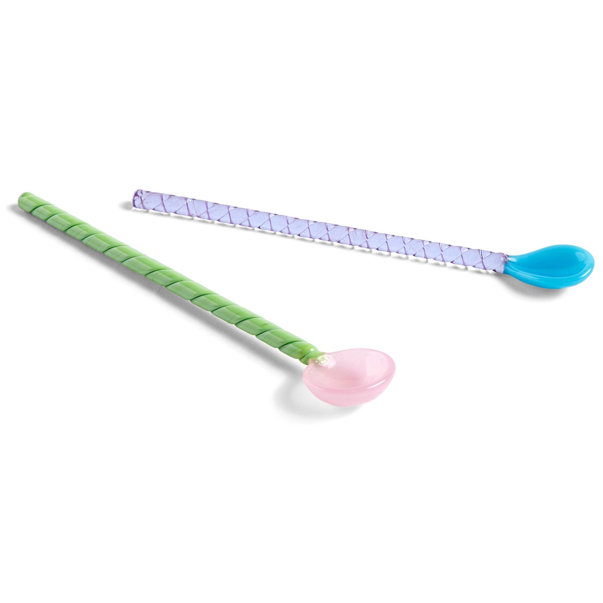 Twist glasskedar, 2 st, turkos/ljusrosa