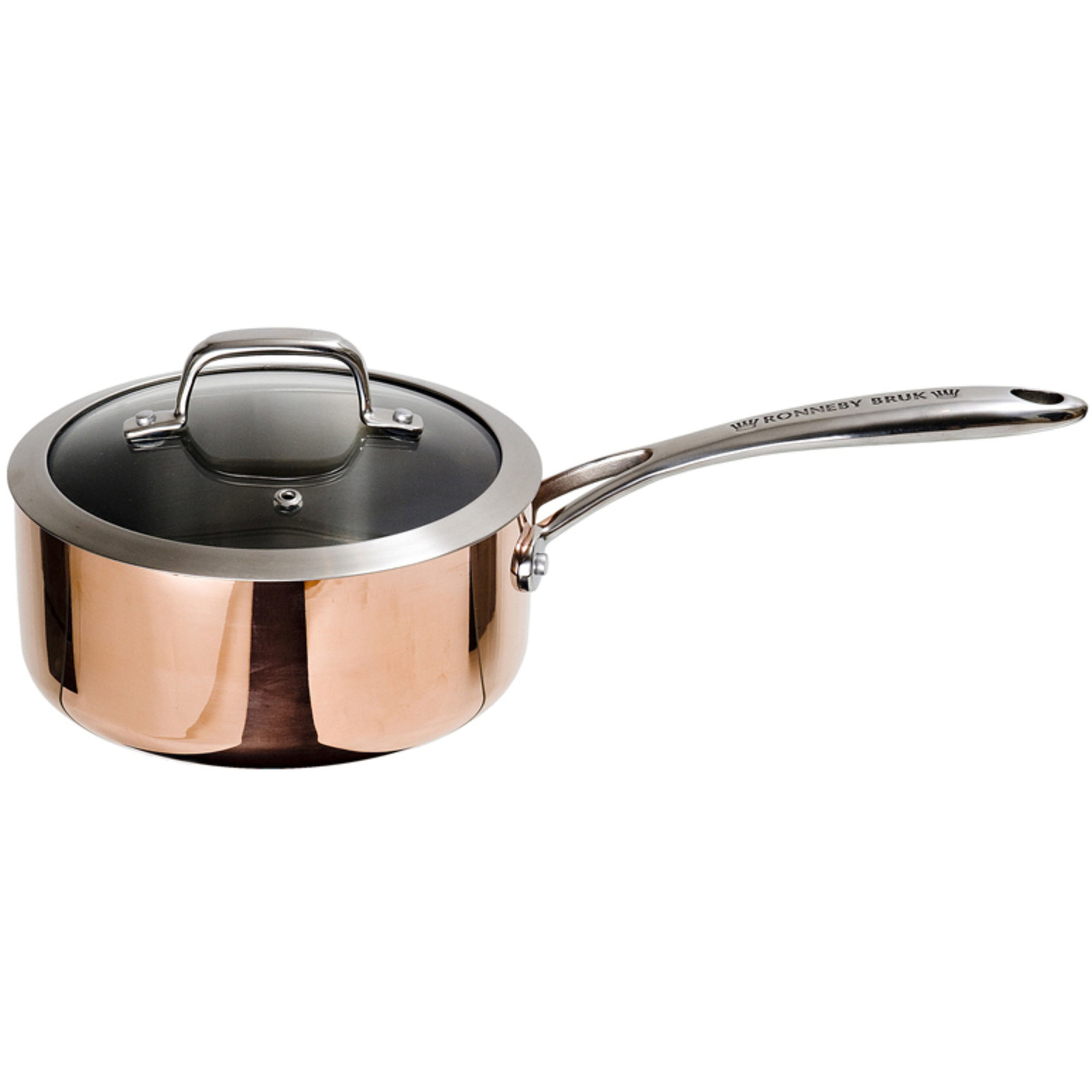 Kopparkastrull med glaslock 18cm 2liter