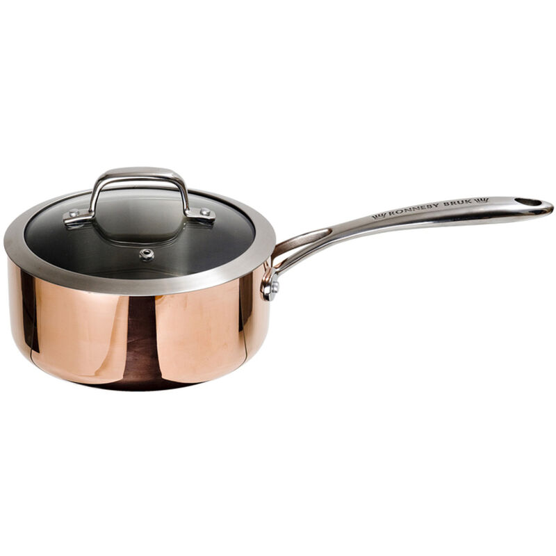Kobberkasserolle med Glasslokk 18 cm 2 liter