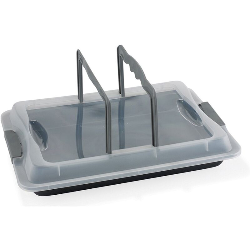 Ugnspanna med lock 42x29cm Grå