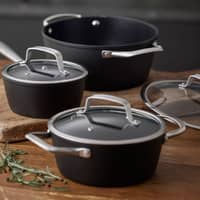 Travo gryde med glaslåg 3,8 liter 24 cm, sort aluminium