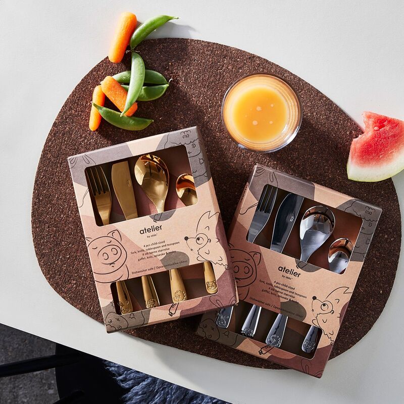 Atelier lasten ruokailuvälineet 4 osaa kulta