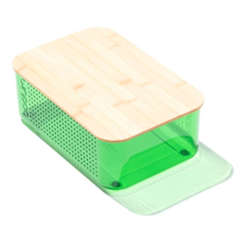 Brødboks med bambuslokk stor, grønn