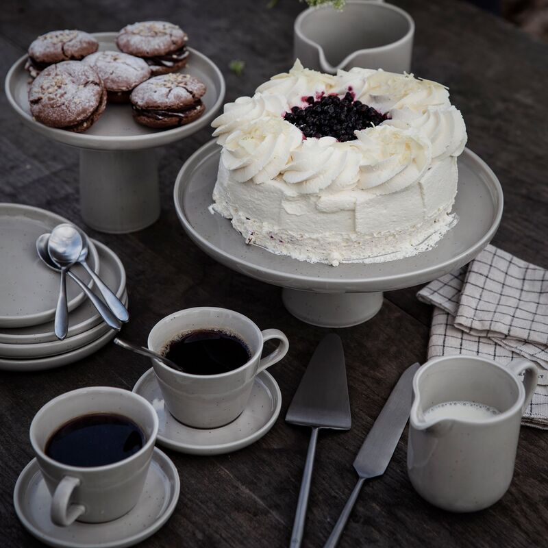 Kaffekop med underkop i porcelæn 20 cl, sand