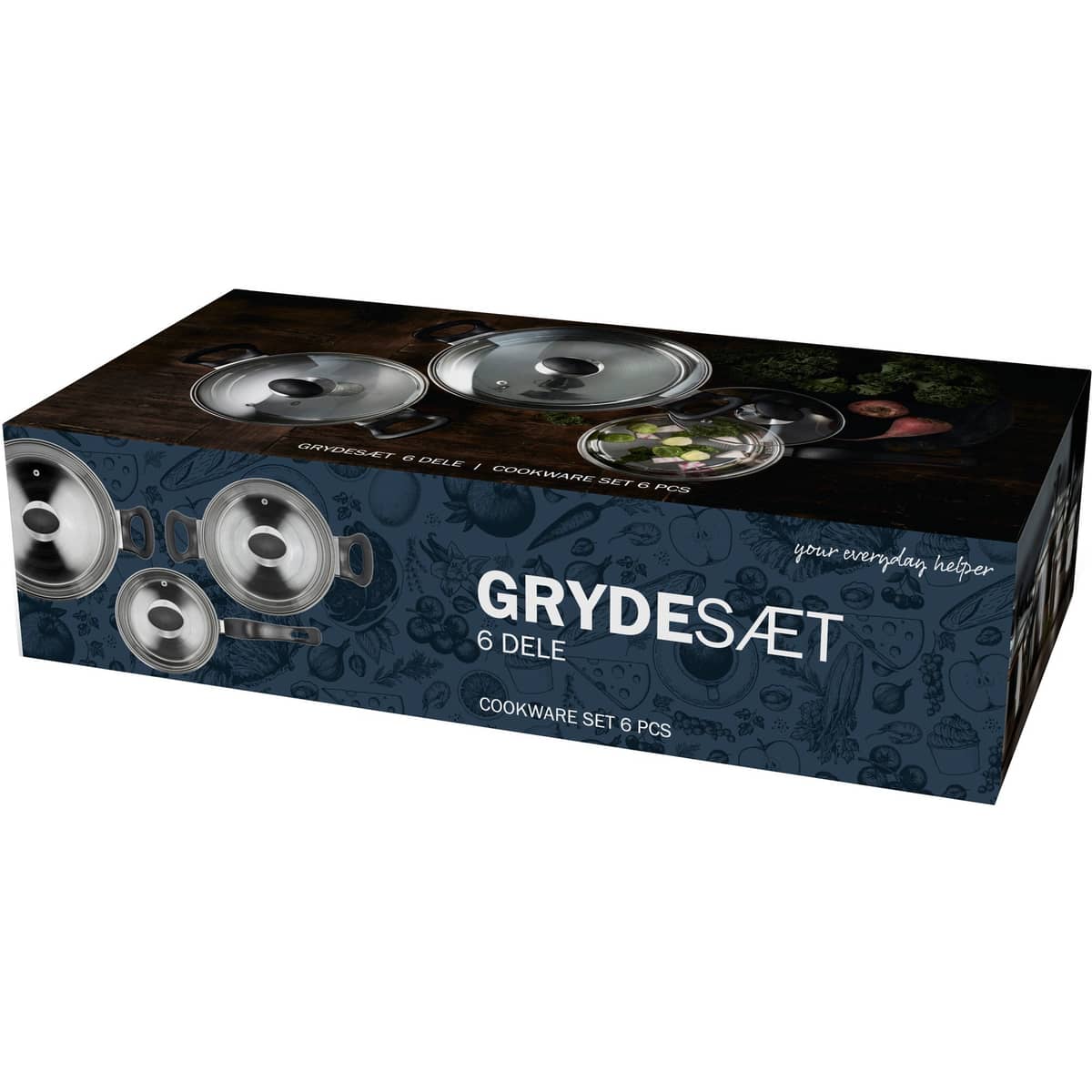 Grytset 6 delar, rostfritt stål