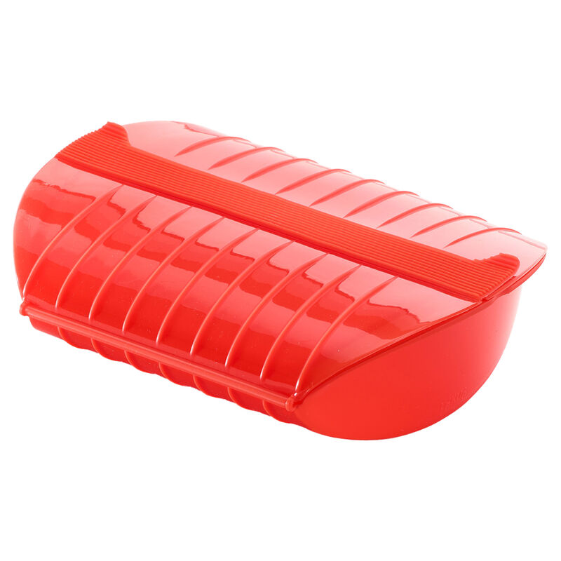 Ångkokare till mikrovågsugn, röd