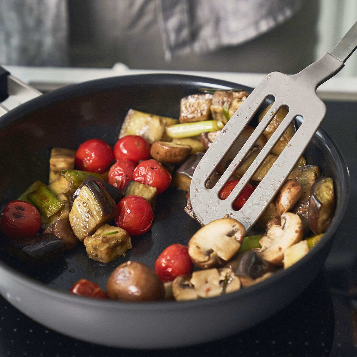 Pure grydesæt 3 dele + 2 låg, rustfrit stål, grå