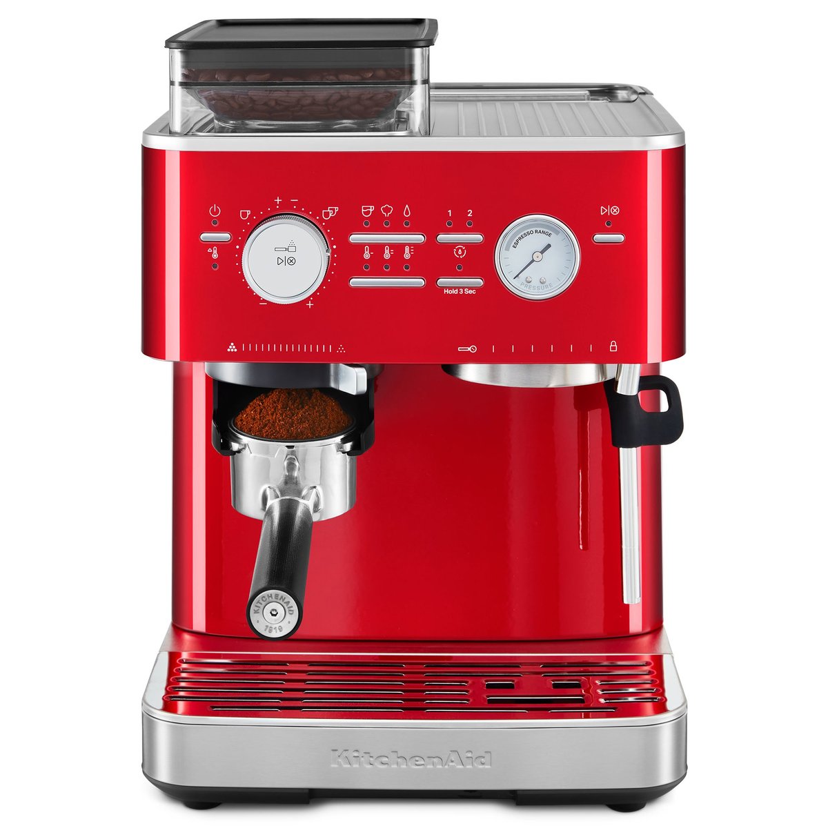 Espressomaskine med kaffekværn, candy apple
