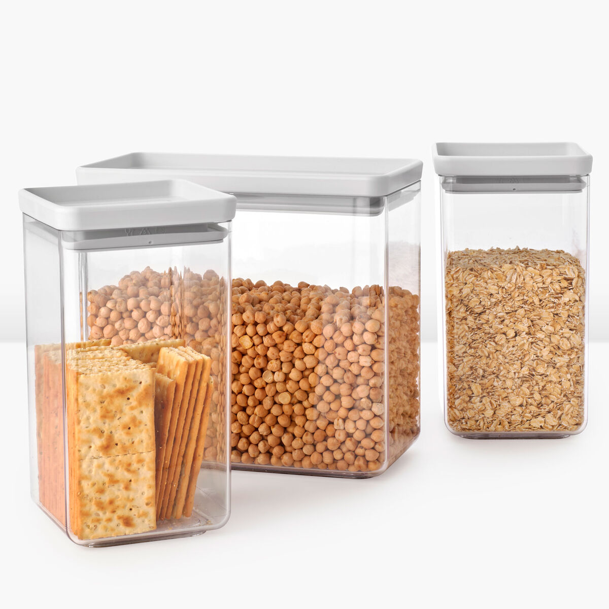 Tasty+ behållarset 3 delar, ljusgrå