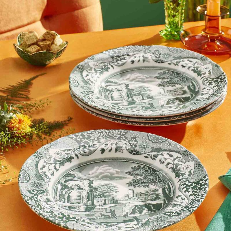 Heritage Green Italian dyb tallerken 23 cm, grøn/hvid