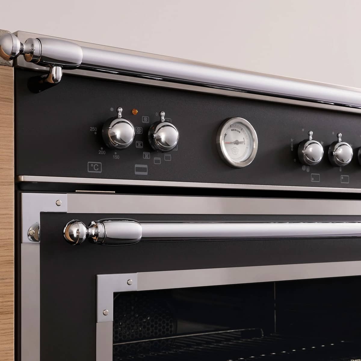 HER96L1ENET Heritage gaskomfur med ovn, 90 cm, mat sort
