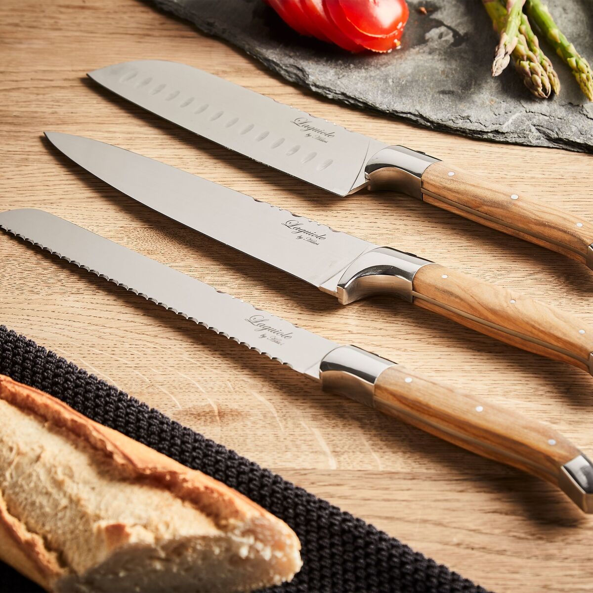 Knivset 3 delar, Olive