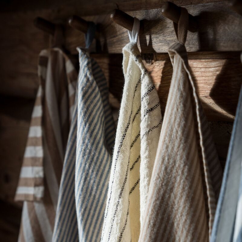 Kjøkkenhåndkle stripete 47x70 cm, karamell/beige