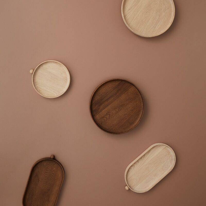 Inka rund træbakke 30 cm, dark