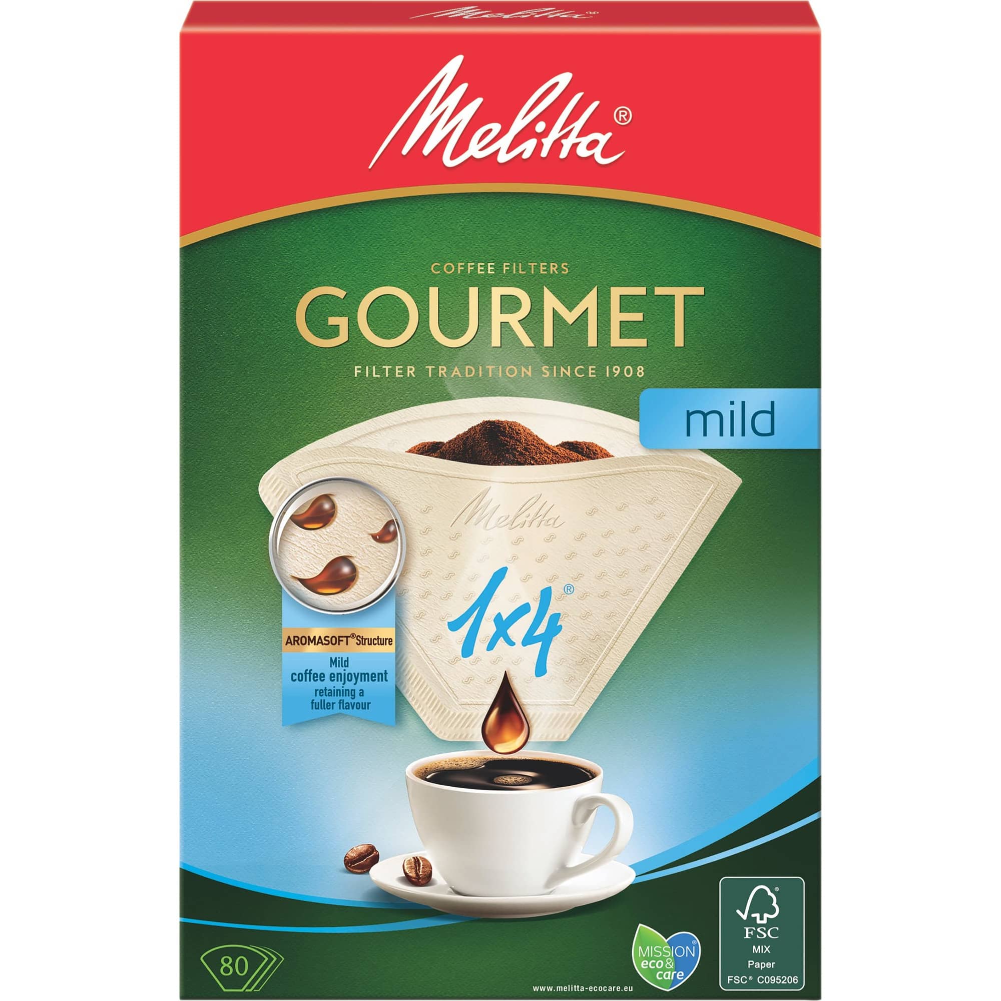 Produktfoto för Melitta Kaffefilter 1x4/80 Gourmet mild