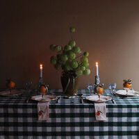 Elsa dug 145×145 cm, grøn/beige