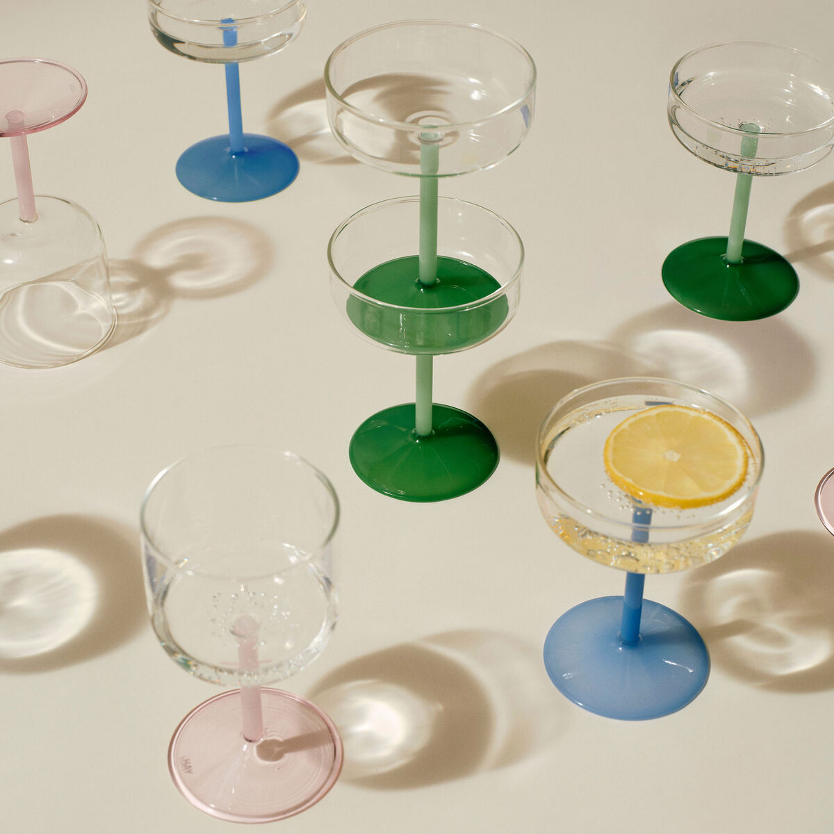 HAY Tint coupéglass 2-pakning, klar/lys jadegrønn/mørk jadegrønn