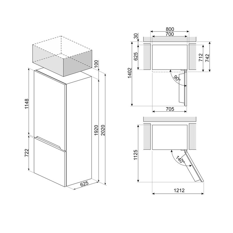 FC48KDND French Door jääkaappi, musta