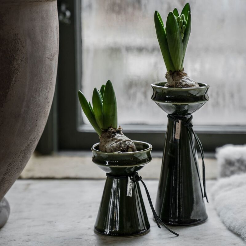 Løkvase 16 cm, mørkegrønn