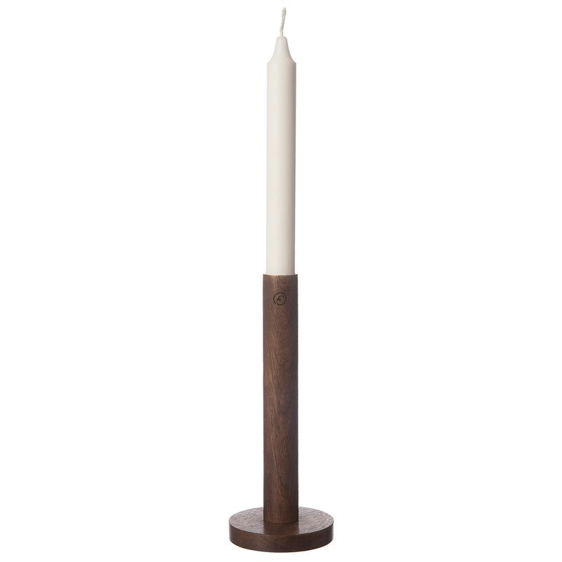 Kynttilänjalka tummanruskeaa puuta, 20 cm