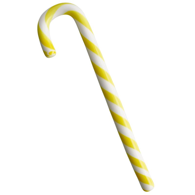 Polka glasdekoration, 17 cm, hvid/gul