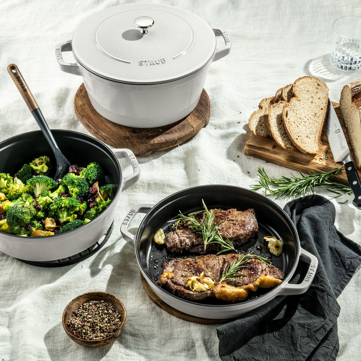 Grytesett i støpejern 24 cm, White Truffle