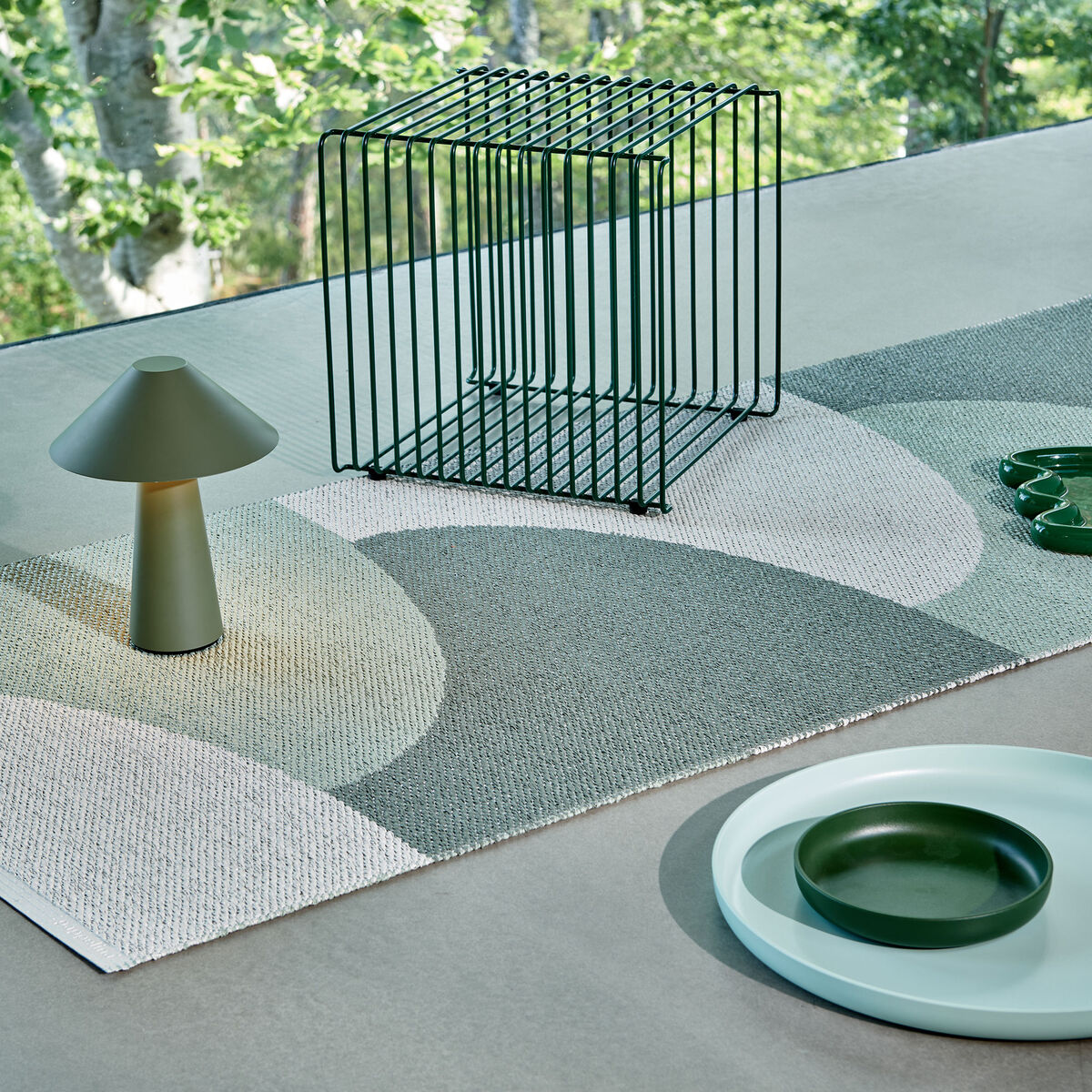 Pappelina Hill matto 70 × 180 cm, ermy/mint/grey