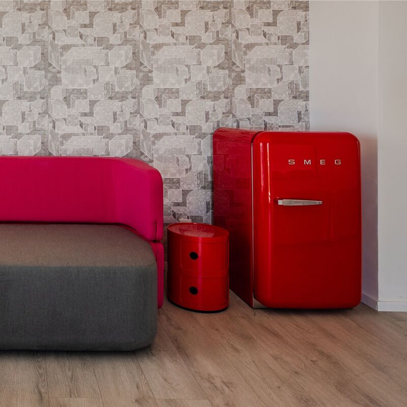 FAB10ROR6 kylskåp med frysfack, röd