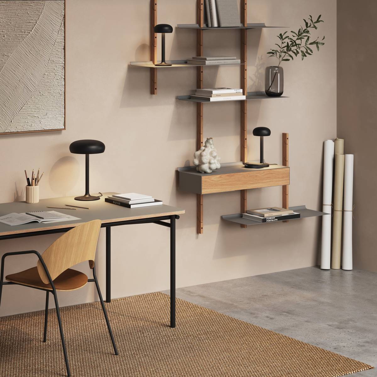 Emendo lampe med trådløs Qi-lader, black